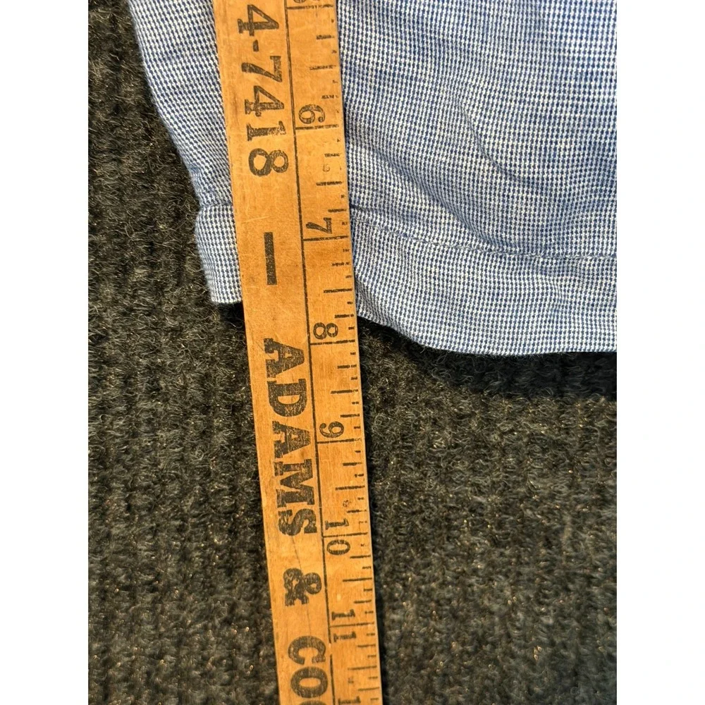 Peter Millar Shorts Mens 36 Chino Blue White Micro Check Linen Blend Flat Front